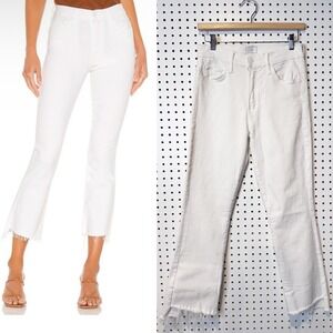 Mother | The Insider Crop Step Fray Denim Jeans in White Fairest Of Them All 28